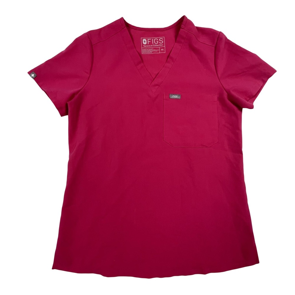 FIGS Catarina Shocking Pink One-Pocket Scrub Top XS Limited Edition PO#1413